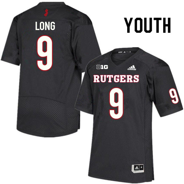 Youth #9 Chris Long Rutgers Scarlet Knights College Football Jerseys Sale-Black - Click Image to Close